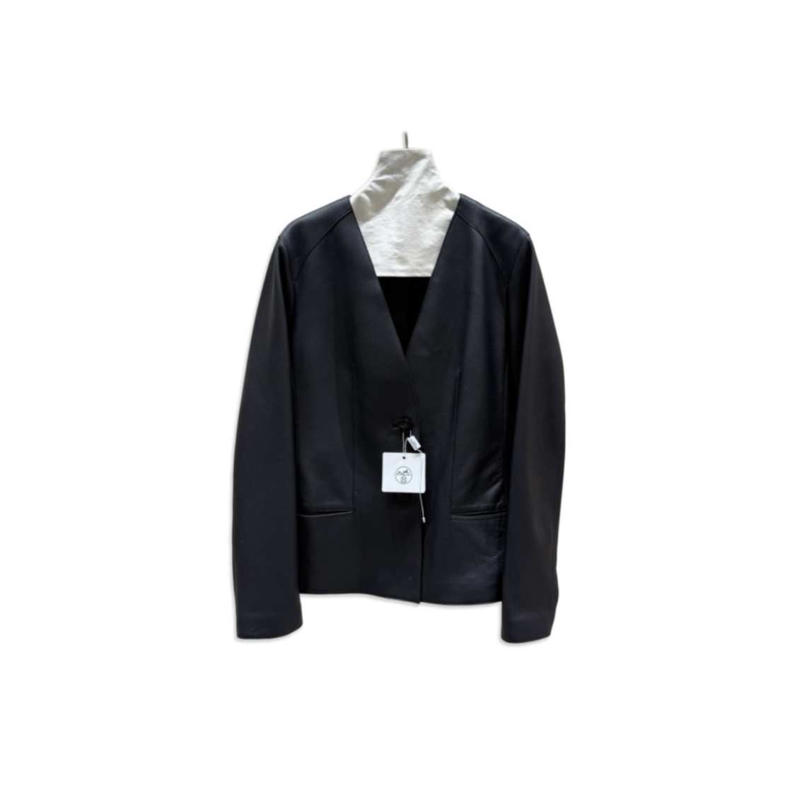 HERMES V-NECK LEATHER JACKET